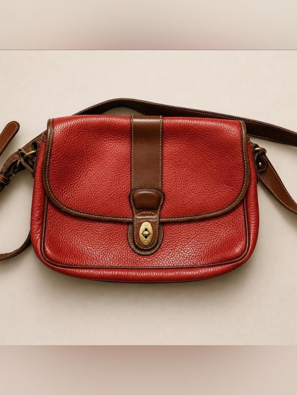 Vintage Coach Sheridan Glenwood Red Pebbled Leather Crossbody Bag